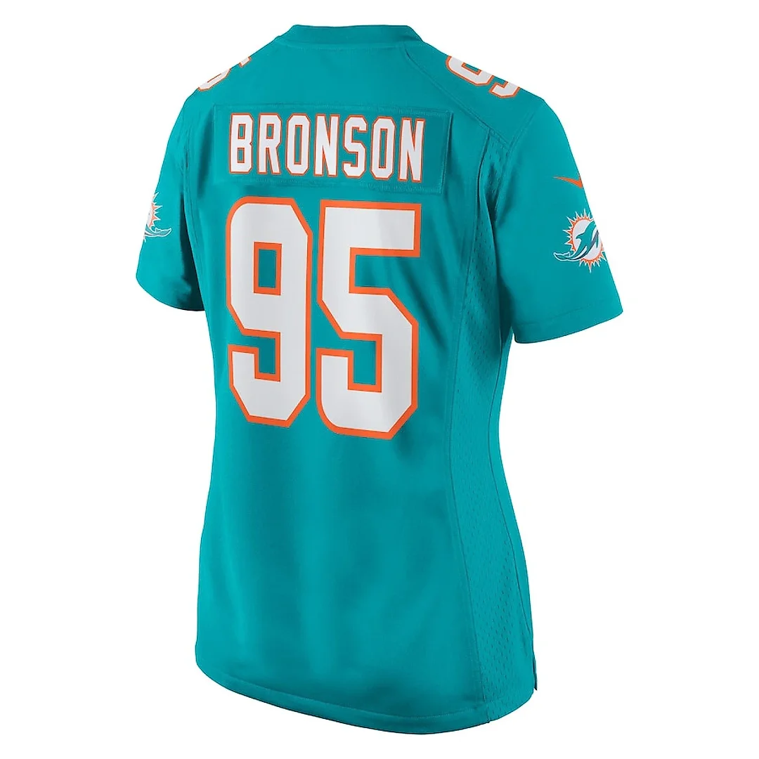 Zennovawear Josiah Bronson 95 Miami Dolphins Women Home Game Jersey - Aqua