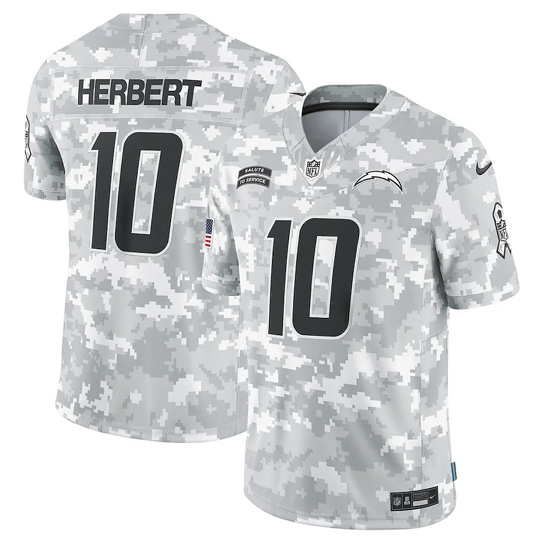 Zennovawear Justin Herbert 10 Los Angeles Chargers 2024 Salute to Service Limited Men Jersey - Arctic Camo