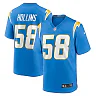 Zennovawear Justin Hollins 58 Los Angeles Chargers Game Men Jersey - Powder Blue