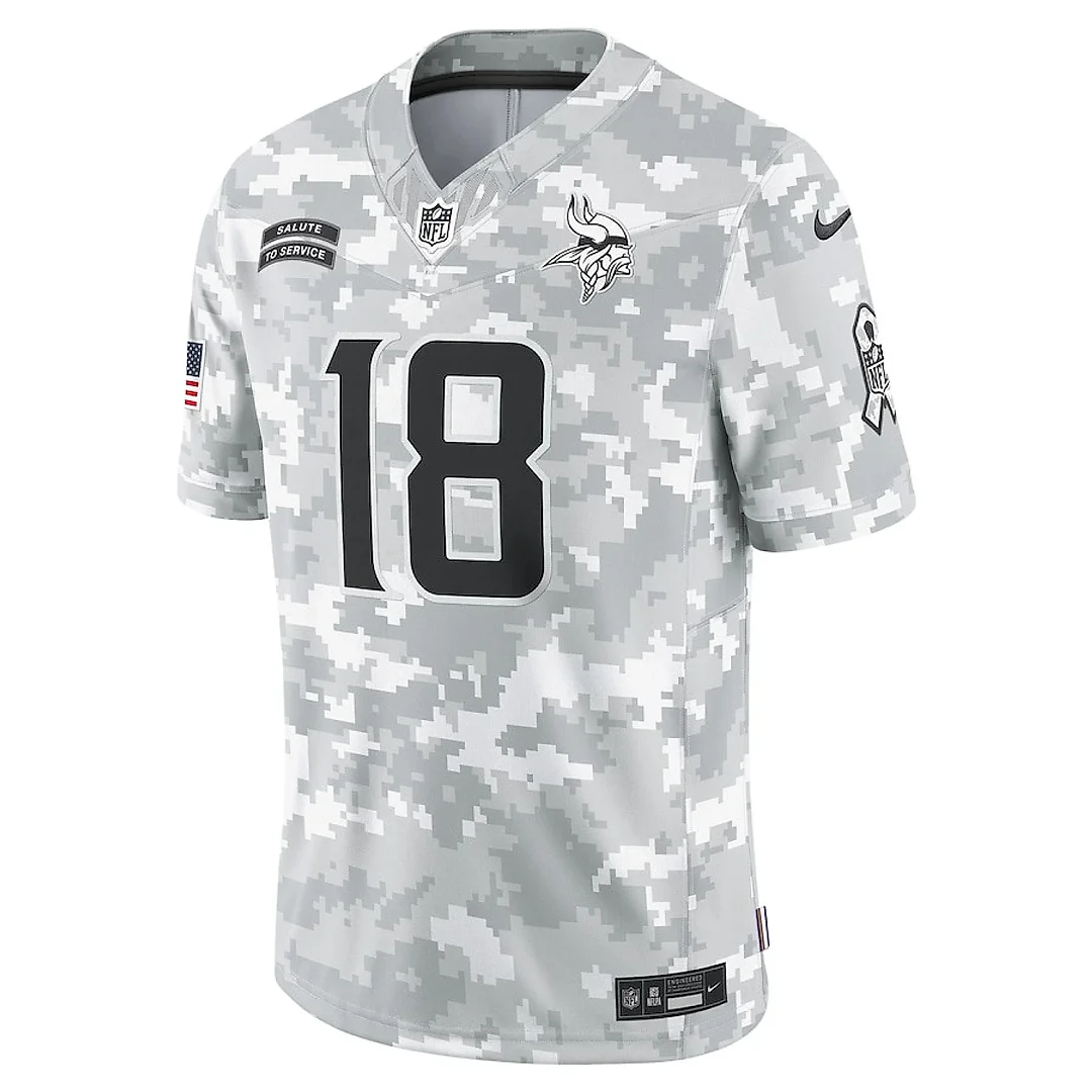 Zennovawear Justin Jefferson 18 Minnesota Vikings 2024 Salute to Service Limited Men Jersey - Arctic Camo