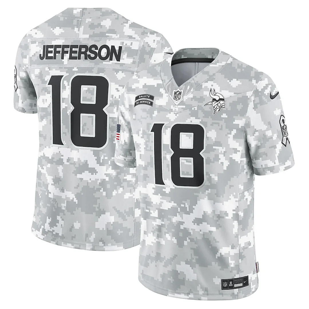 Zennovawear Justin Jefferson 18 Minnesota Vikings 2024 Salute to Service Limited Men Jersey - Arctic Camo