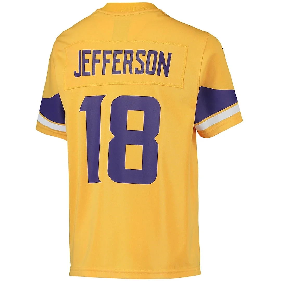 Zennovawear Justin Jefferson 18 Minnesota Vikings YOUTH Inverted Team Game Jersey - Gold