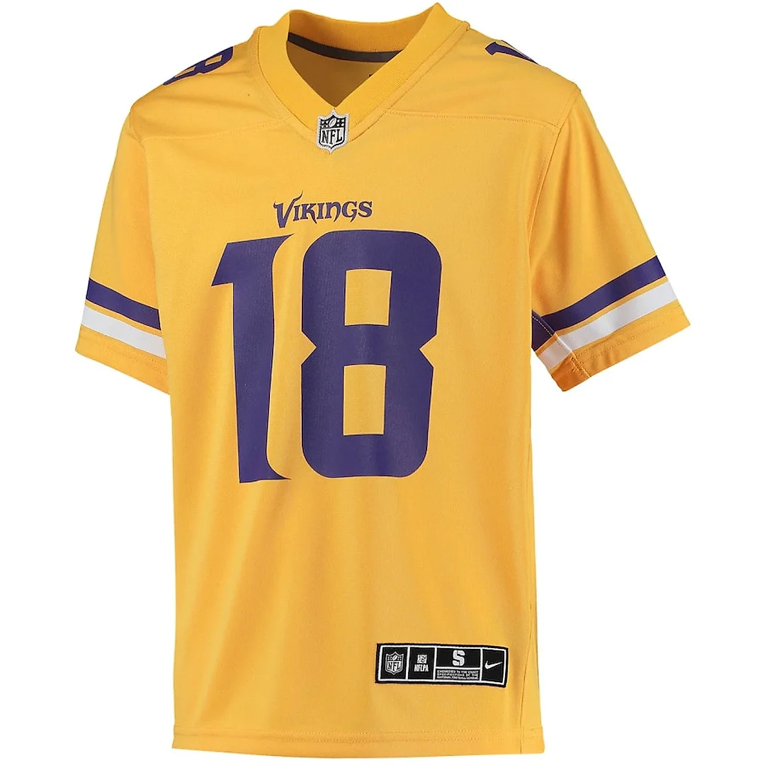 Zennovawear Justin Jefferson 18 Minnesota Vikings YOUTH Inverted Team Game Jersey - Gold