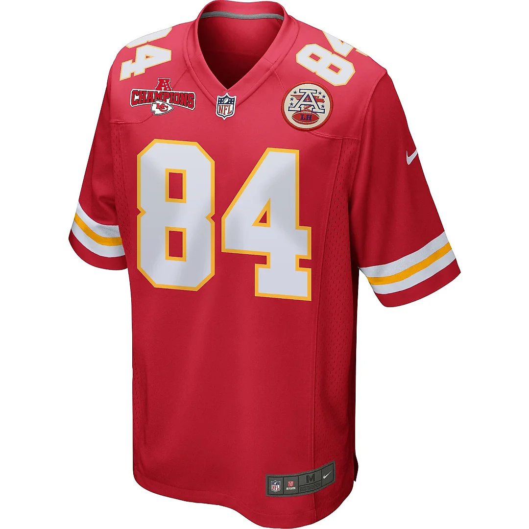 Zennovawear Justin Watson 84 Kansas City Chiefs AFC Champions Patch Game Men Jersey - Red