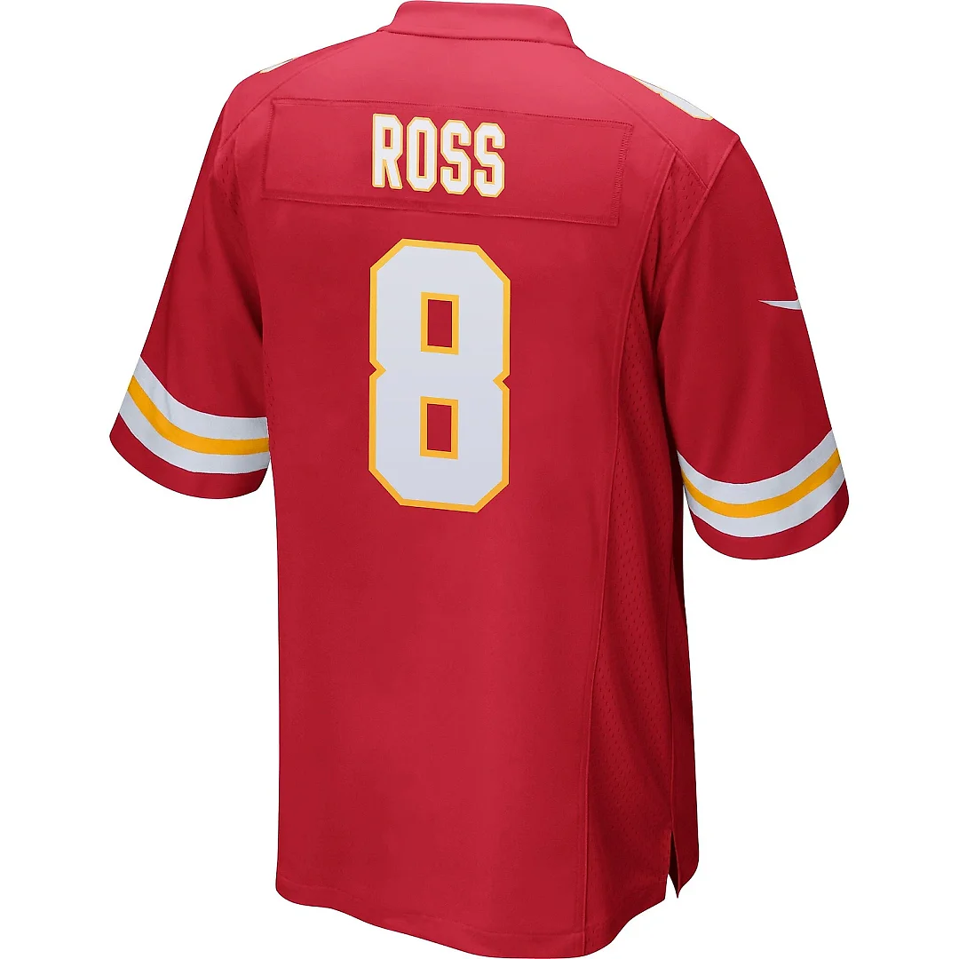 Zennovawear Justyn Ross 8 Kansas City Chiefs AFC Champions Patch Game Men Jersey - Red