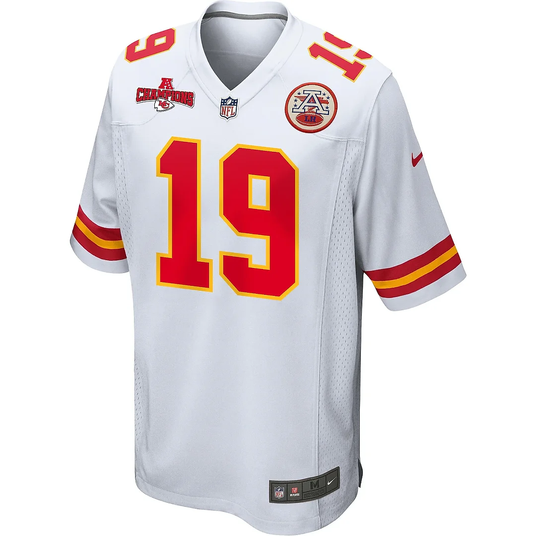 Zennovawear Kadarius Toney 19 Kansas City Chiefs AFC Champions Patch Game Men Jersey - White