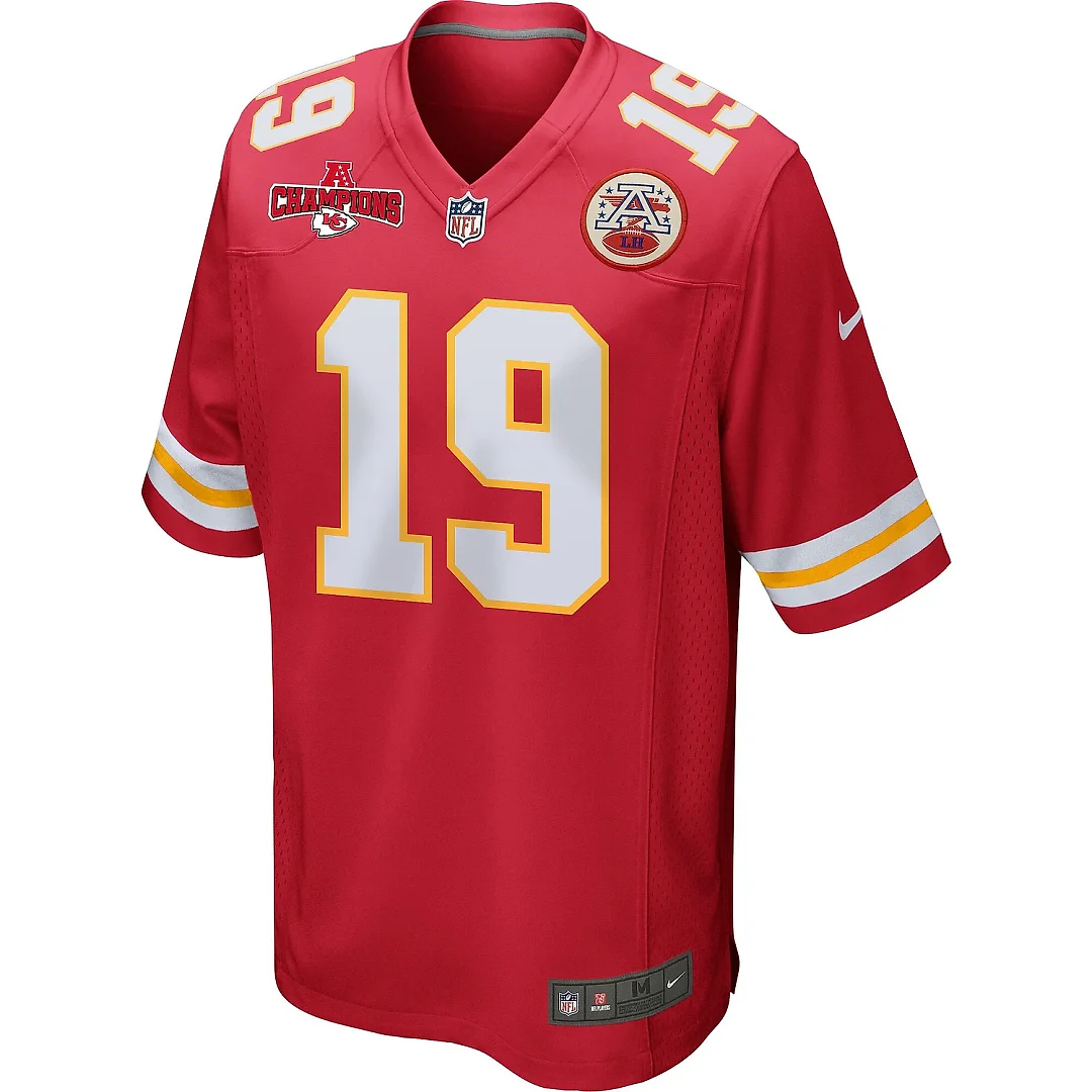 Zennovawear Kadarius Toney 19 Kansas City Chiefs AFC Champions Patch Game Men Jersey - Red