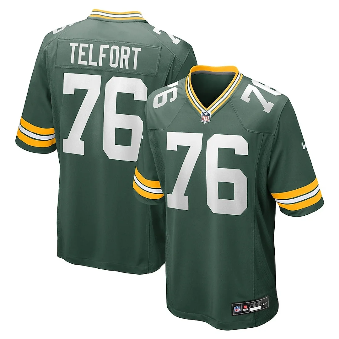 Zennovawear Kadeem Telfort 76 Green Bay Packers Game Men Jersey - Green