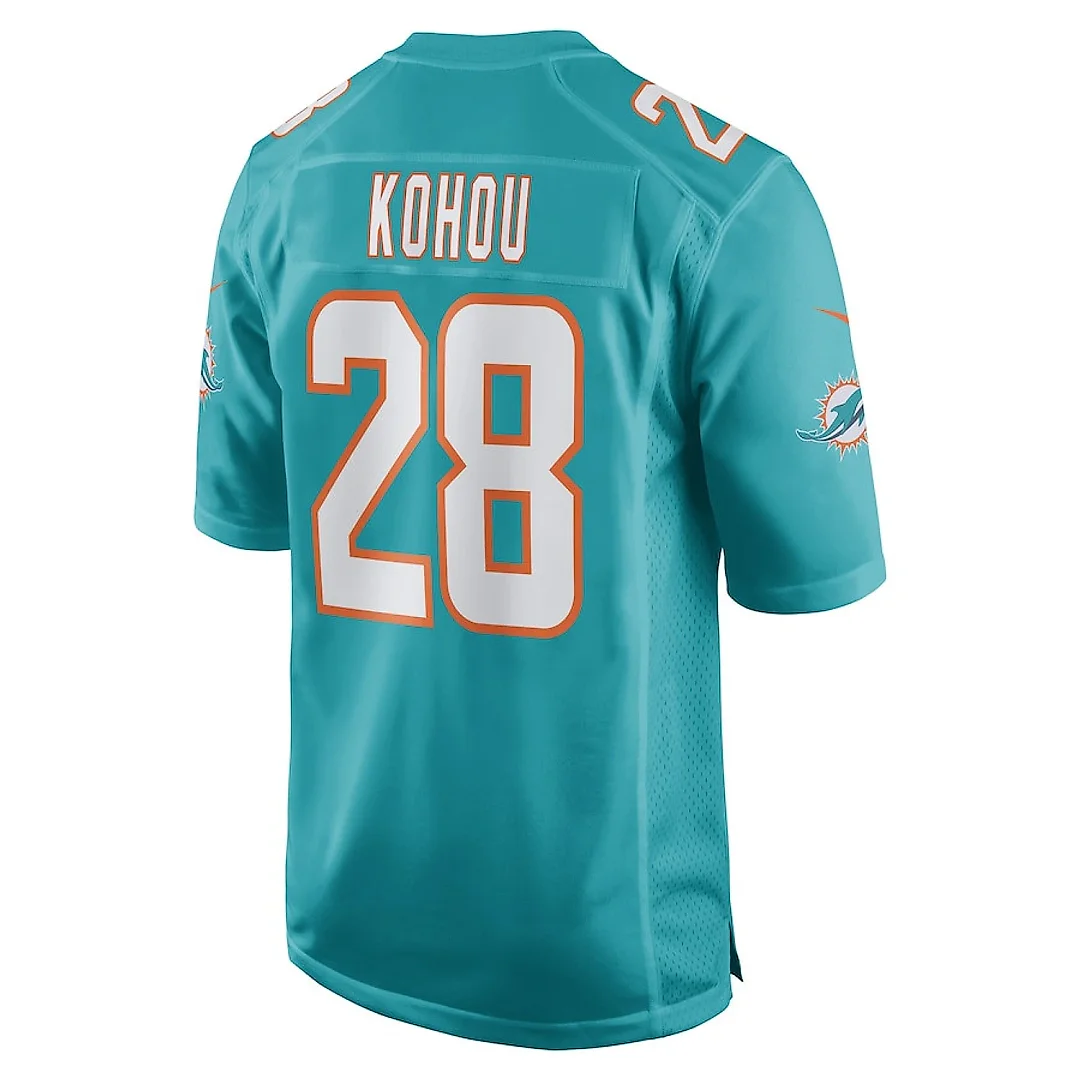 Zennovawear Kader Kohou 28 Miami Dolphins Men Game Jersey - Aqua