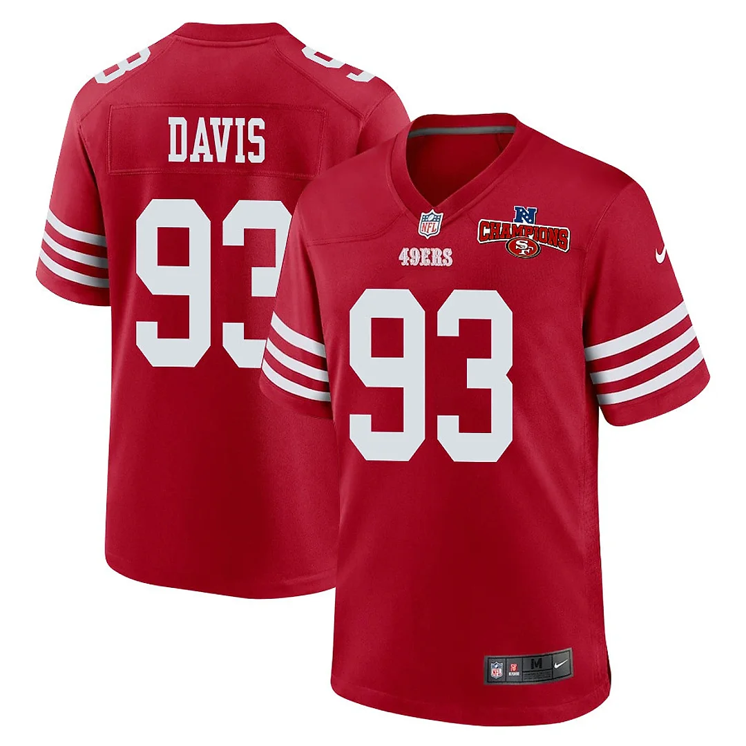 Zennovawear Kalia Davis 93 San Francisco 49ers NFC Champions Patch Game Men Jersey - Scarlet