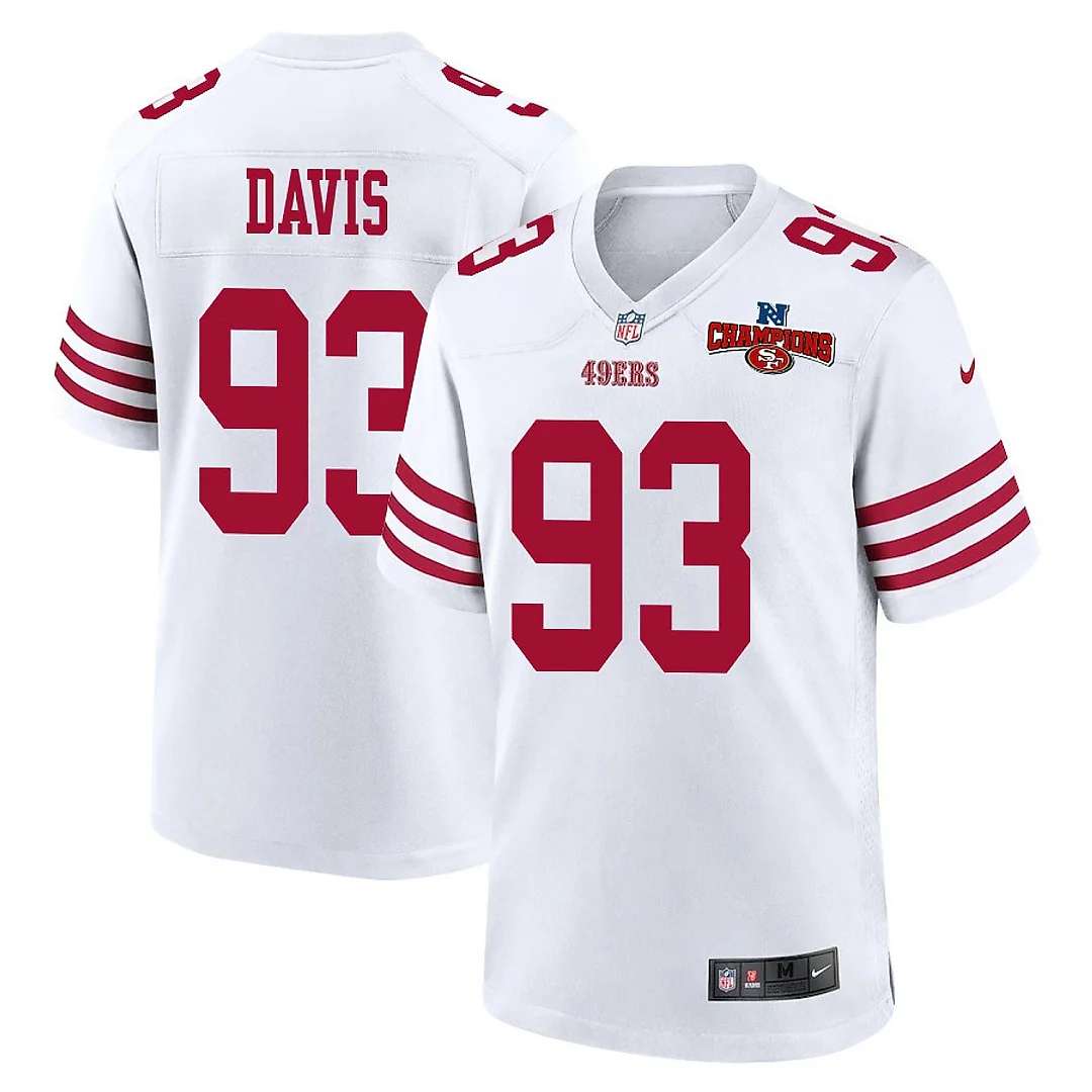 Zennovawear Kalia Davis 93 San Francisco 49ers NFC Champions Patch Game Men Jersey - White