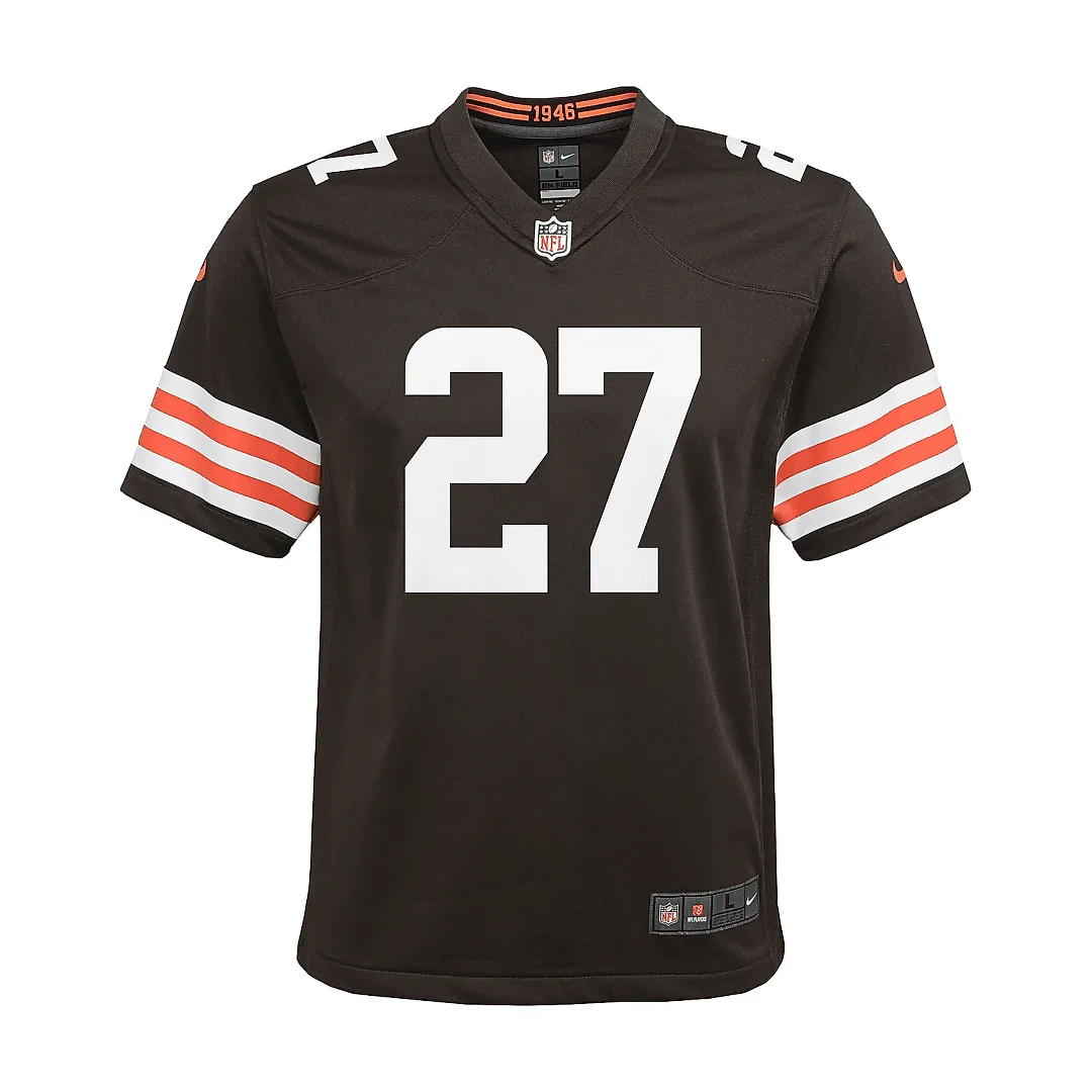 Zennovawear Kareem Hunt 27 Cleveland Browns Game YOUTH Jersey - Brown