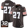Zennovawear Kareem Hunt 27 Cleveland Browns Jim Brown Memorial Patch Game Men Jersey - Brown