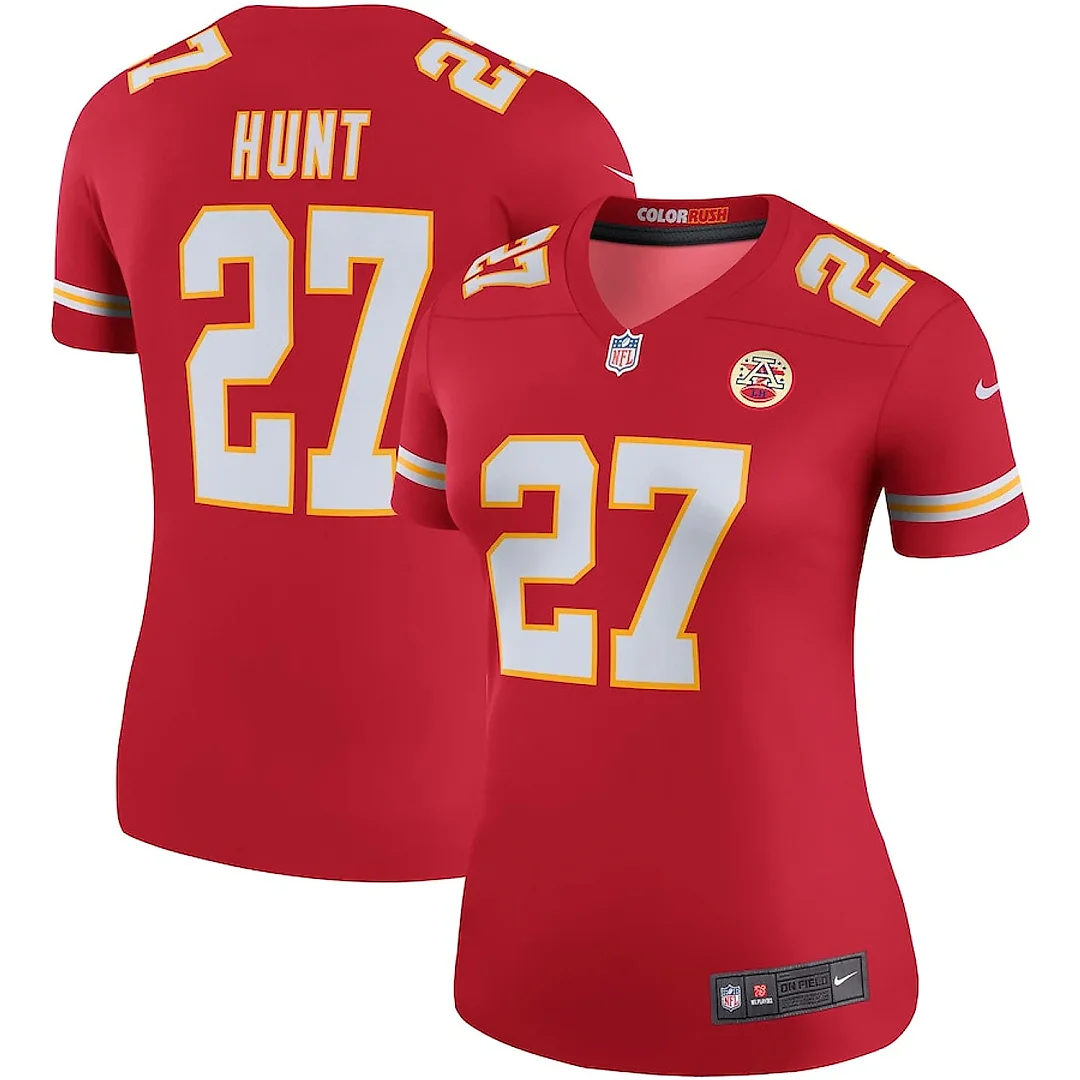 Zennovawear Kareem Hunt 27 Kansas City Chiefs Women Color Rush Legend Jersey - Red