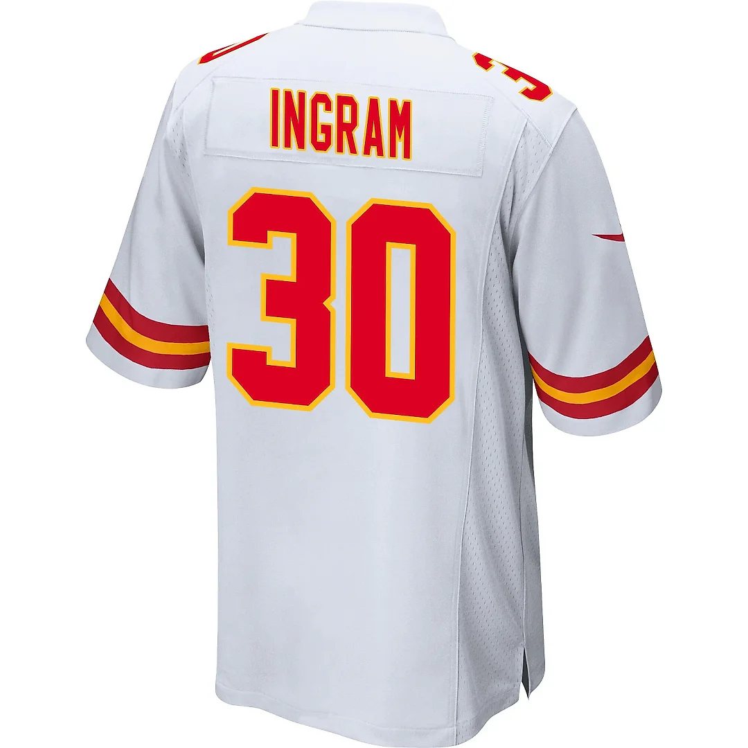 Zennovawear Keaontay Ingram 30 Kansas City Chiefs AFC Champions Patch Game Men Jersey - White