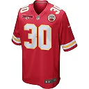 Zennovawear Keaontay Ingram 30 Kansas City Chiefs AFC Champions Patch Game Men Jersey - Red