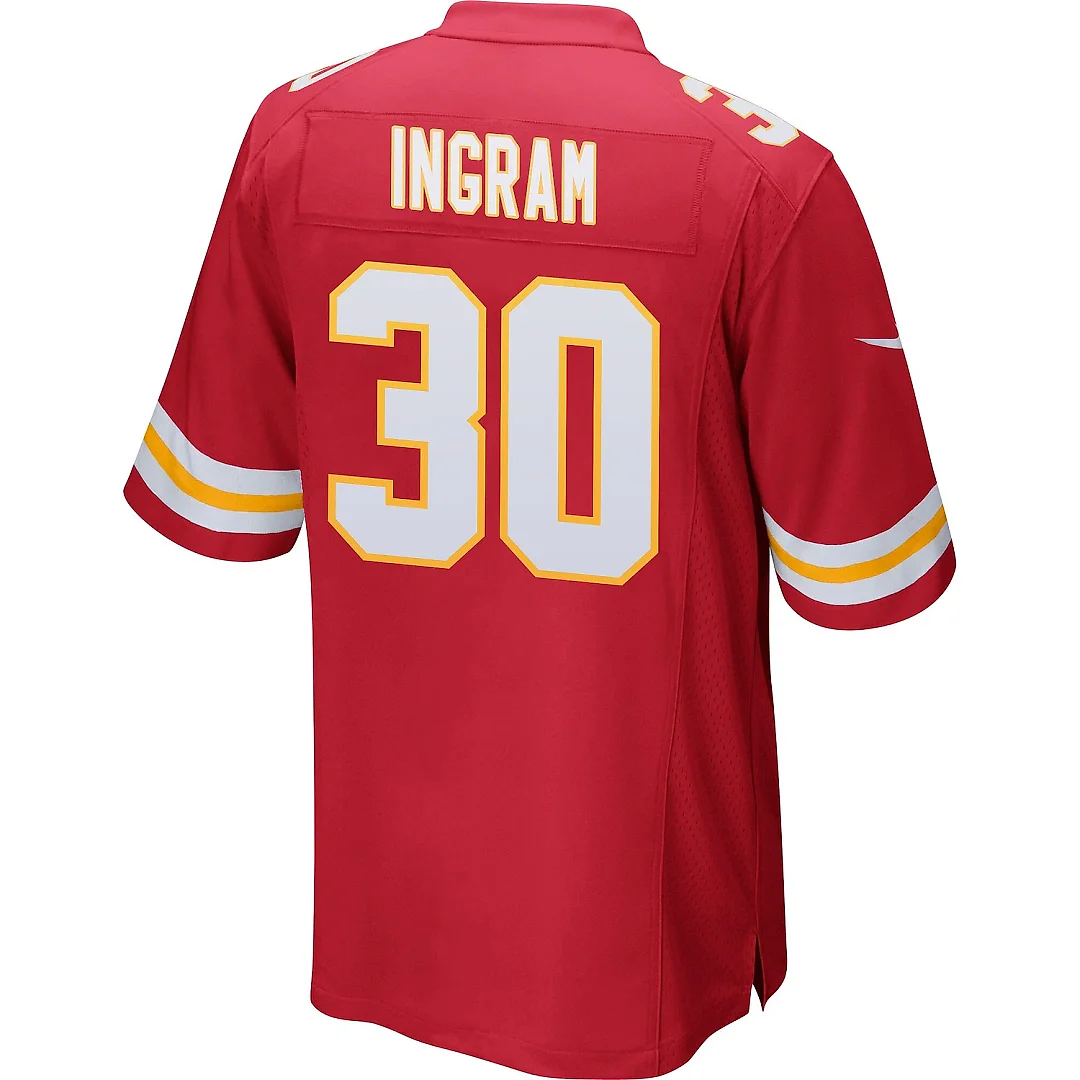 Zennovawear Keaontay Ingram 30 Kansas City Chiefs AFC Champions Patch Game Men Jersey - Red
