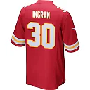 Zennovawear Keaontay Ingram 30 Kansas City Chiefs AFC Champions Patch Game Men Jersey - Red