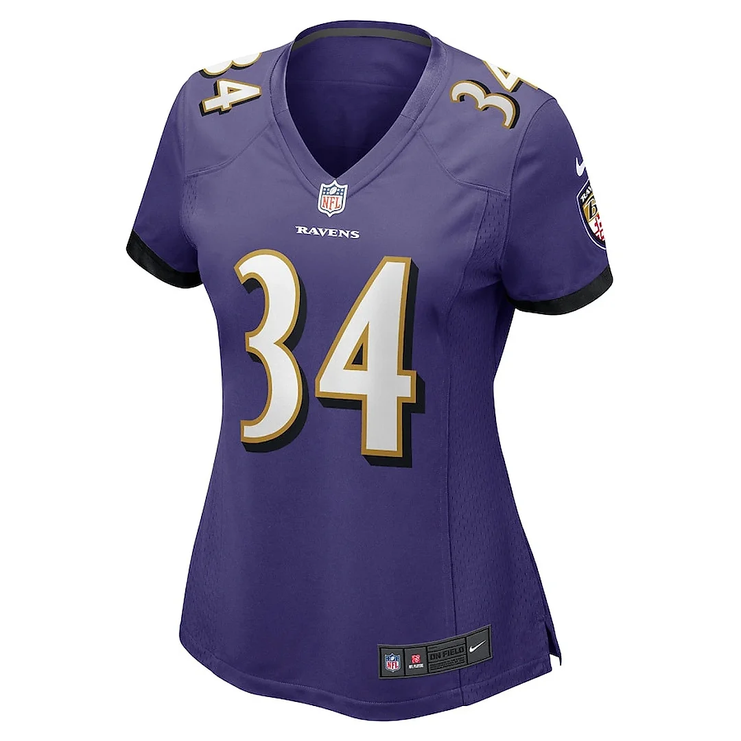 Zennovawear Keaton Mitchell 34 Baltimore Ravens Women Game Jersey - Purple