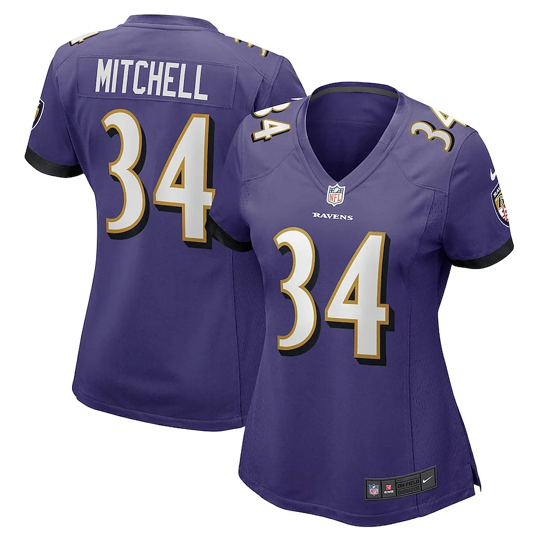 Zennovawear Keaton Mitchell 34 Baltimore Ravens Women Game Jersey - Purple