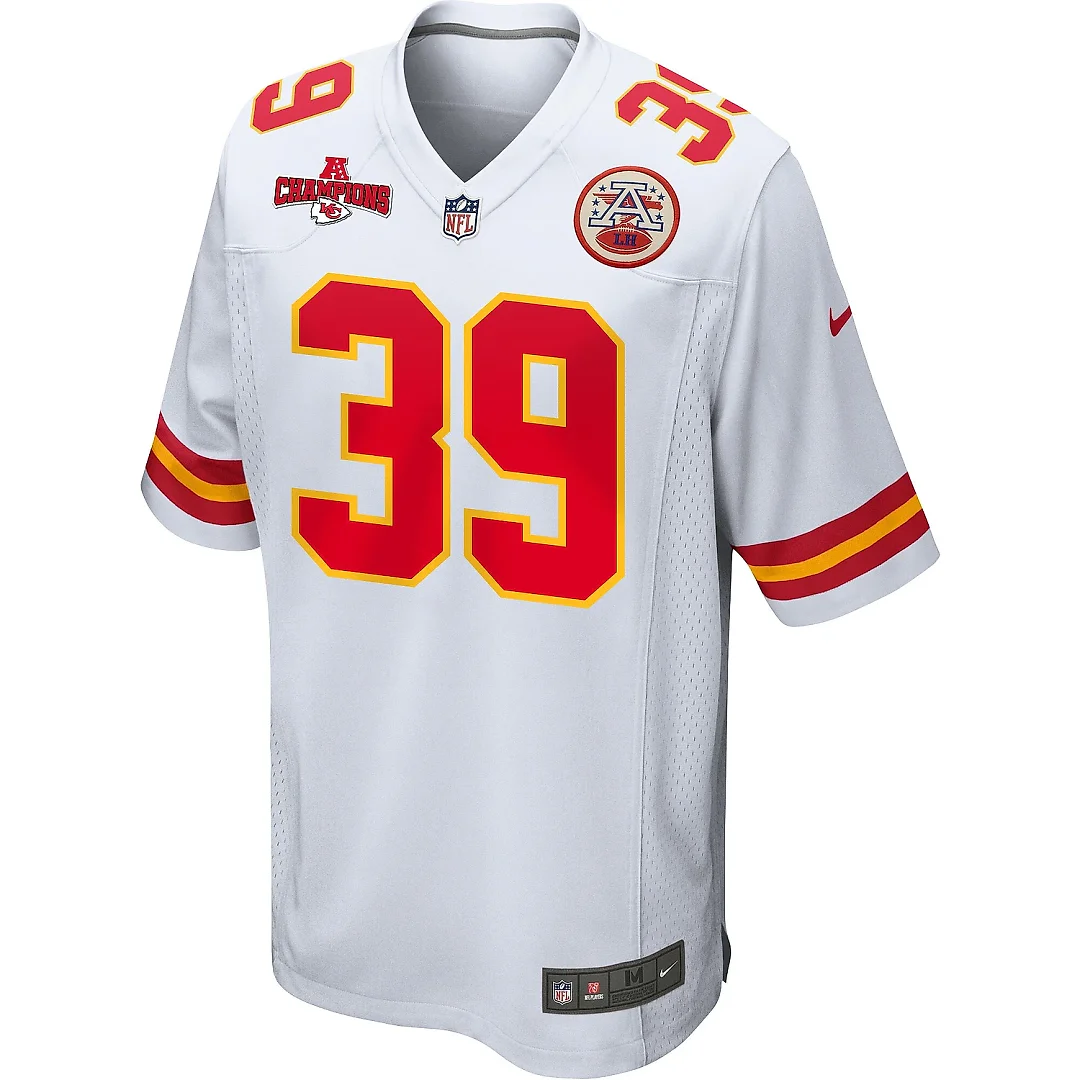Zennovawear Keith Taylor 39 Kansas City Chiefs AFC Champions Patch Game Men Jersey - White
