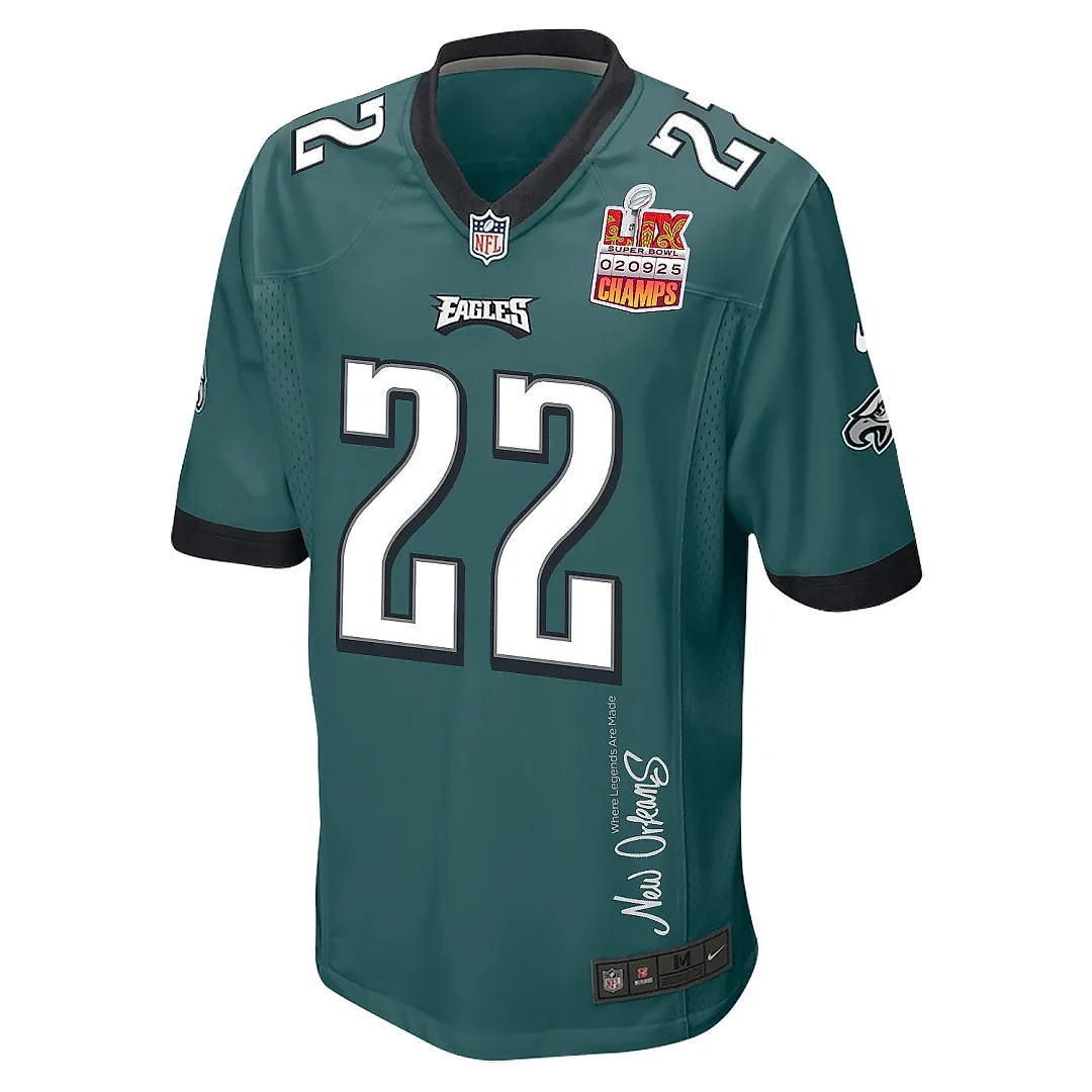 Zennovawear Kelee Ringo 22 Philadelphia Eagles Super Bowl LIX Champions Patch 'New Orleans - Where Legends Are Made' EMBROIDERED Game Men Jersey...