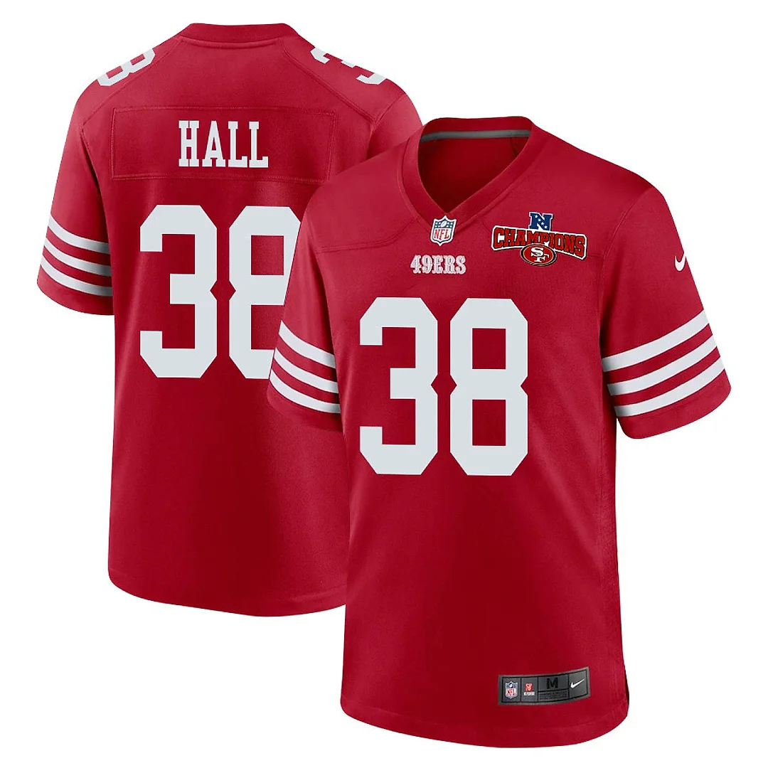 Zennovawear Kemon Hall 38 San Francisco 49ers NFC Champions Patch Game Men Jersey - Scarlet