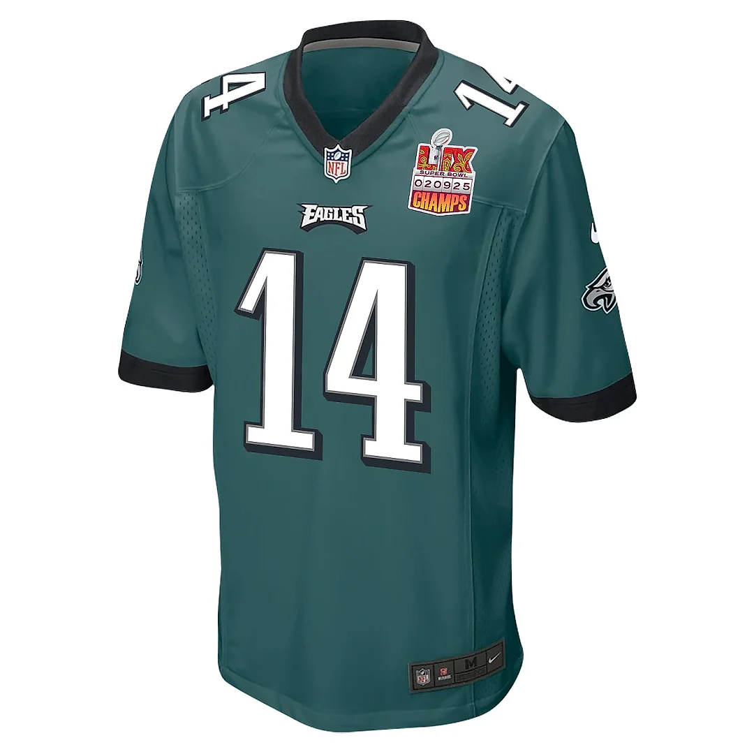 Zennovawear Kenneth Gainwell 14 Philadelphia Eagles Super Bowl LIX Champions Patch Game Men Jersey - Midnight Green
