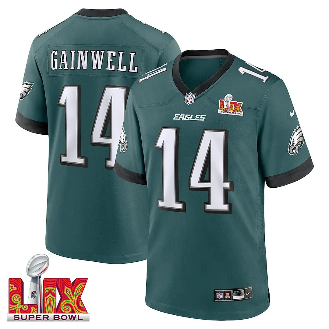 Zennovawear Kenneth Gainwell 14 Philadelphia Eagles Super Bowl LIX Jersey - Men's - Midnight Green