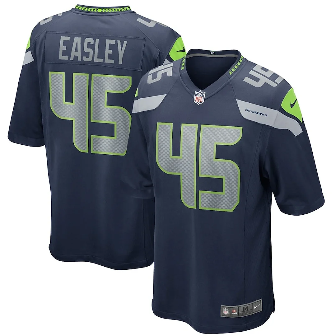 Zennovawear Kenny Easley 45 Seattle Seahawks Men Game Retired Jersey - College Navy
