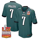 Zennovawear Kenny Pickett 7 Philadelphia Eagles Super Bowl LIX Champions Patch Game Men Jersey - Midnight Green