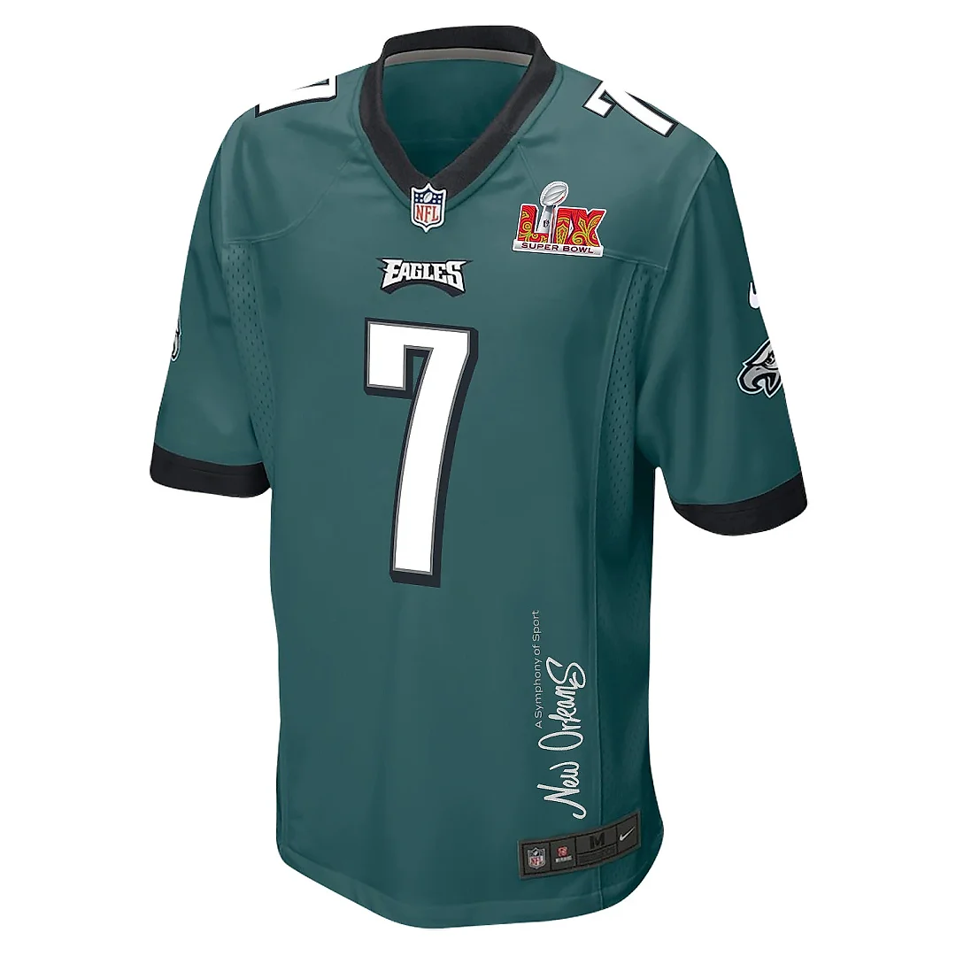 Zennovawear Kenny Pickett 7 Philadelphia Eagles Super Bowl LIX 'New Orleans - A Symphony of Sport' EMBROIDERED Game Men Jersey - Midnight Green