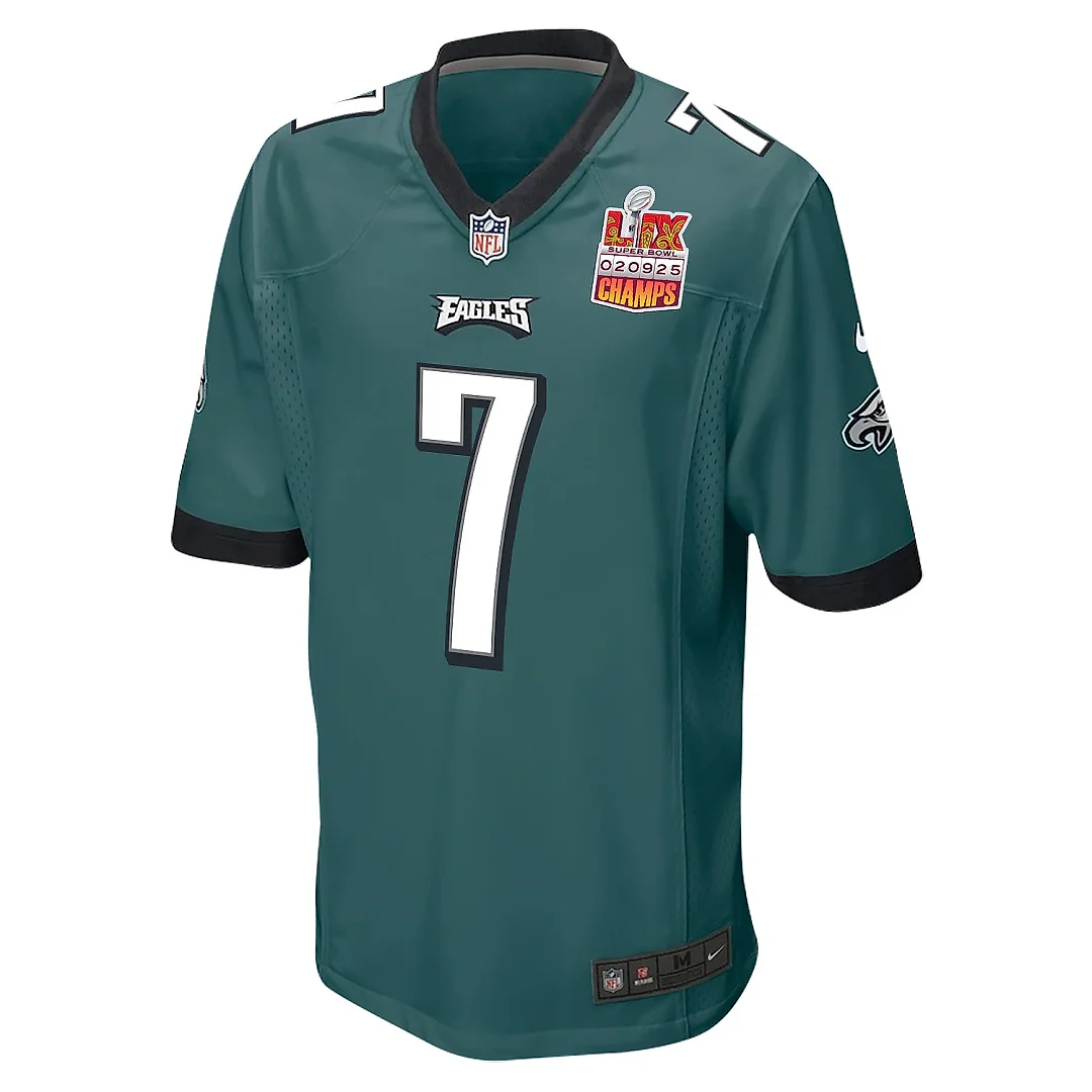 Zennovawear Kenny Pickett 7 Philadelphia Eagles Super Bowl LIX Champions Patch Game Men Jersey - Midnight Green