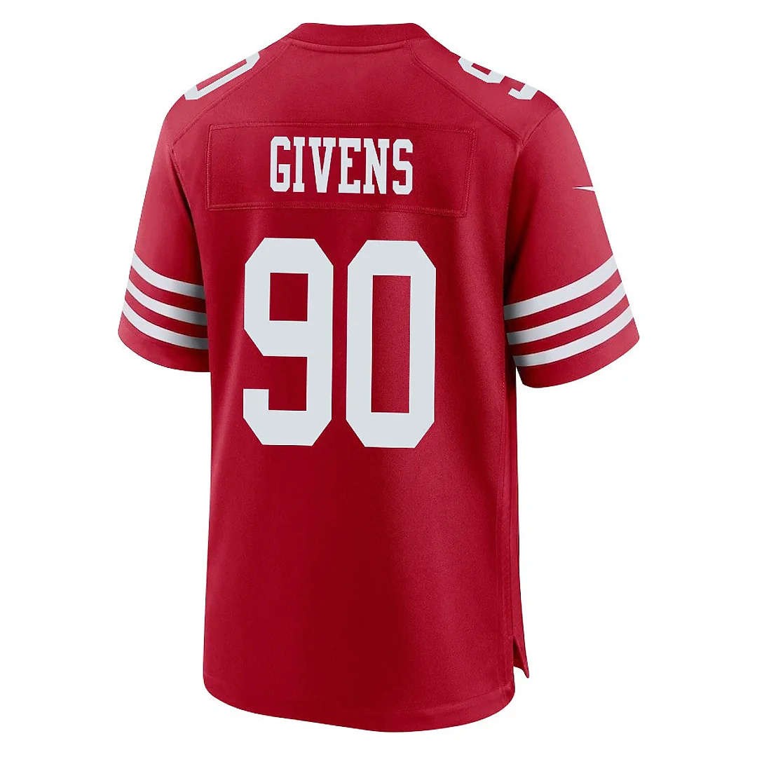 Zennovawear Kevin Givens 90 San Francisco 49ers NFC Champions Patch Game Men Jersey - Scarlet