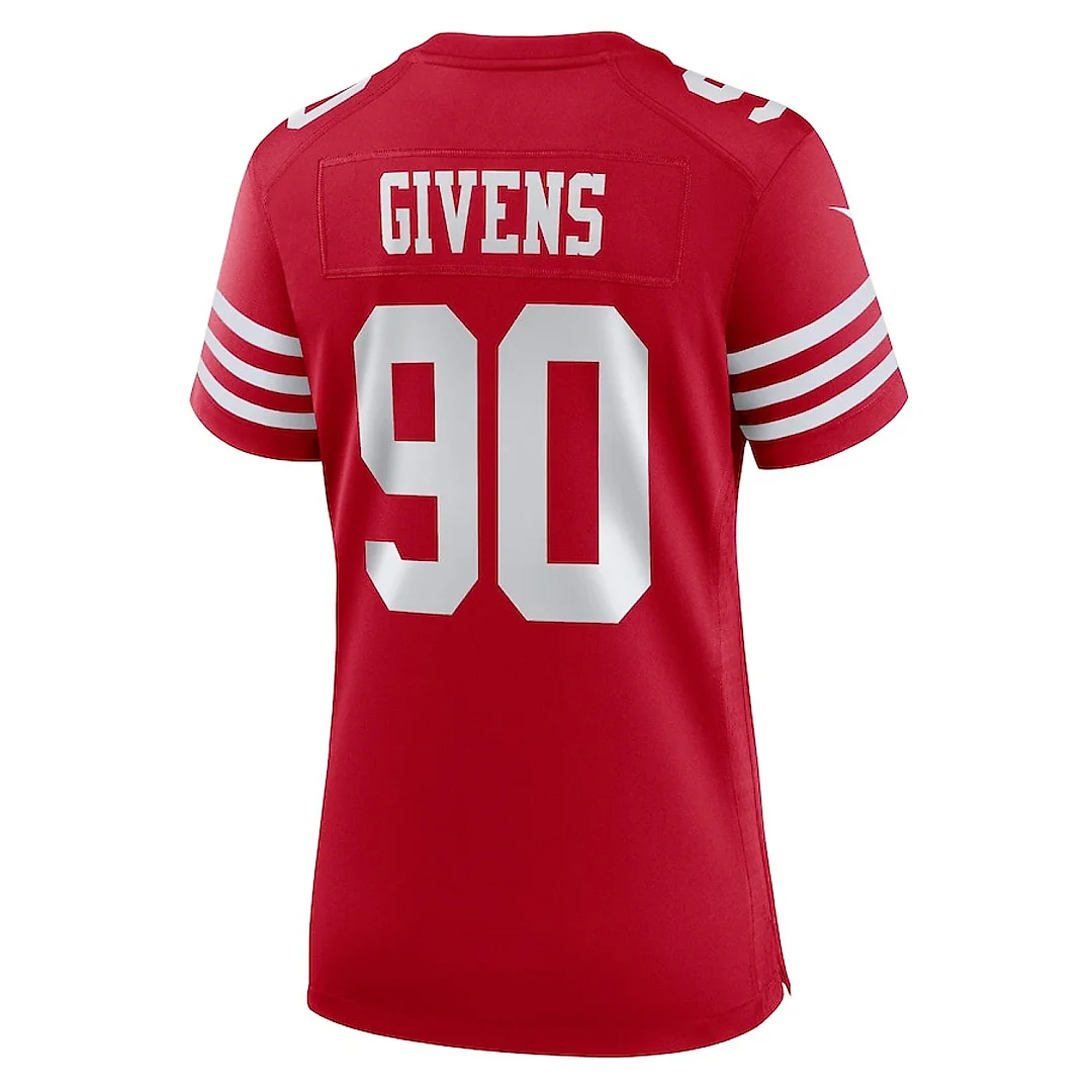 Zennovawear Kevin Givens 90 San Francisco 49ers Women's Game Jersey - Scarlet