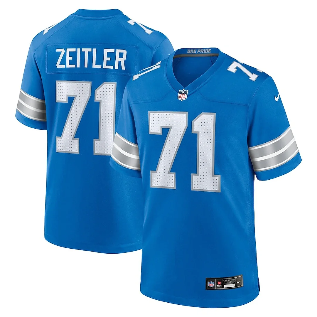 Zennovawear Kevin Zeitler 71 Detroit Lions Game Men Jersey - Blue