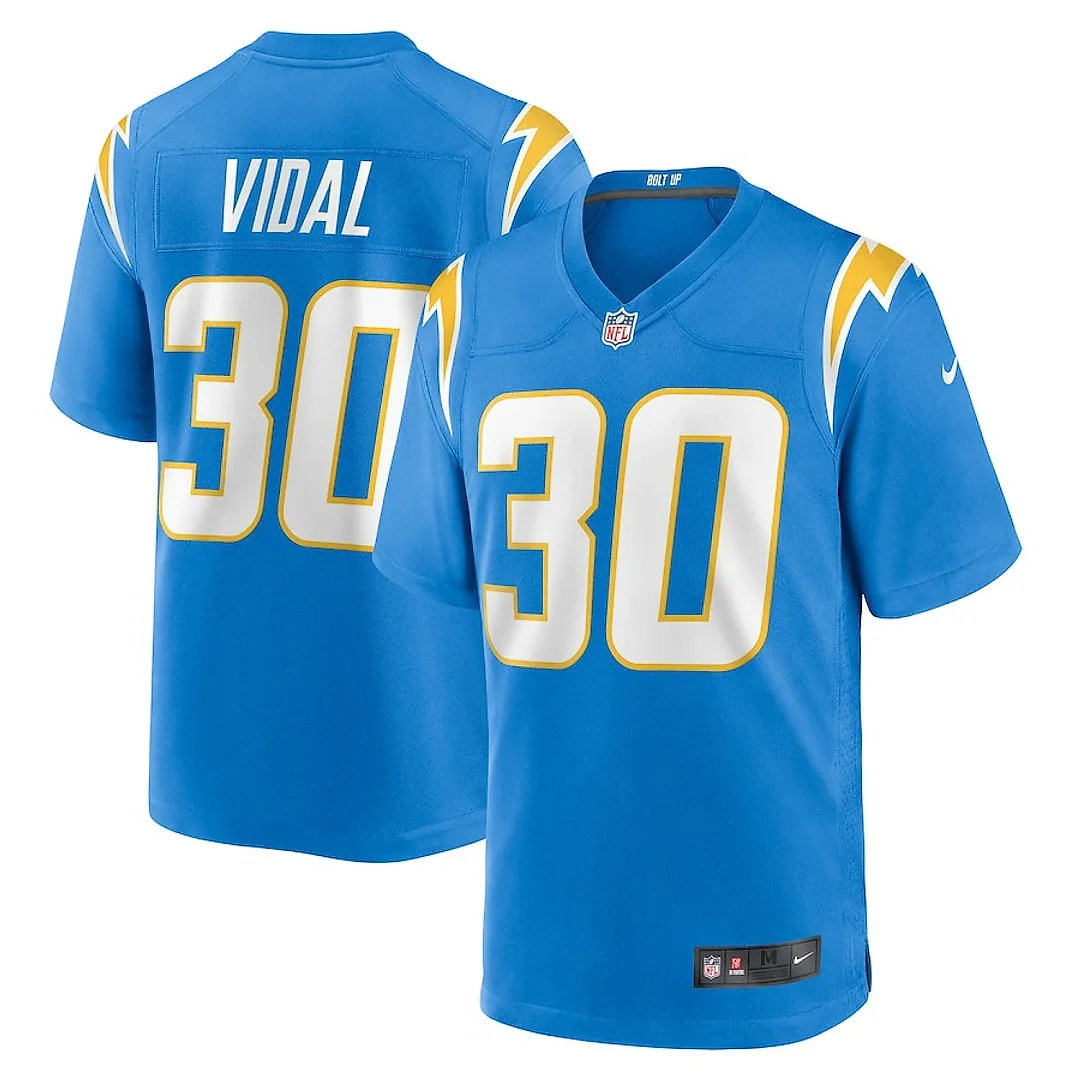Zennovawear Kimani Vidal 30 Los Angeles Chargers Team Game Men Jersey - Powder Blue