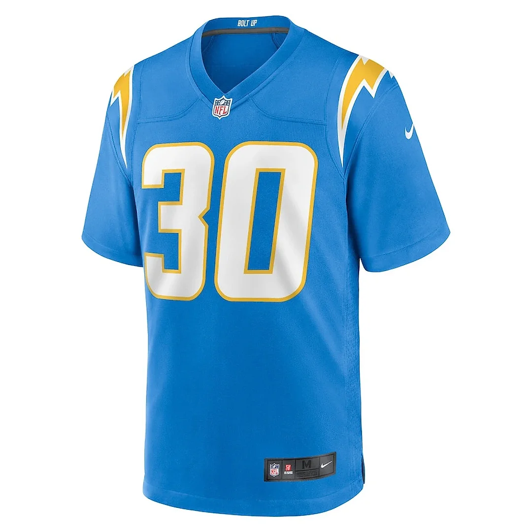 Zennovawear Kimani Vidal 30 Los Angeles Chargers Team Game Men Jersey - Powder Blue