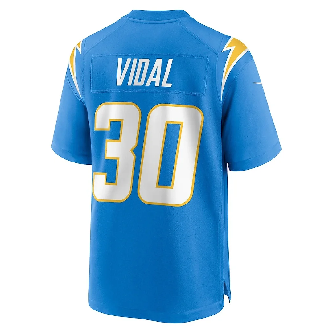 Zennovawear Kimani Vidal 30 Los Angeles Chargers Team Game Men Jersey - Powder Blue