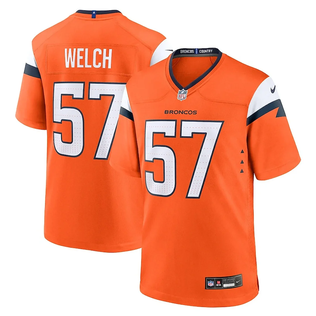 Zennovawear Kristian Welch 57 Denver Broncos Team Game Men Jersey - Orange