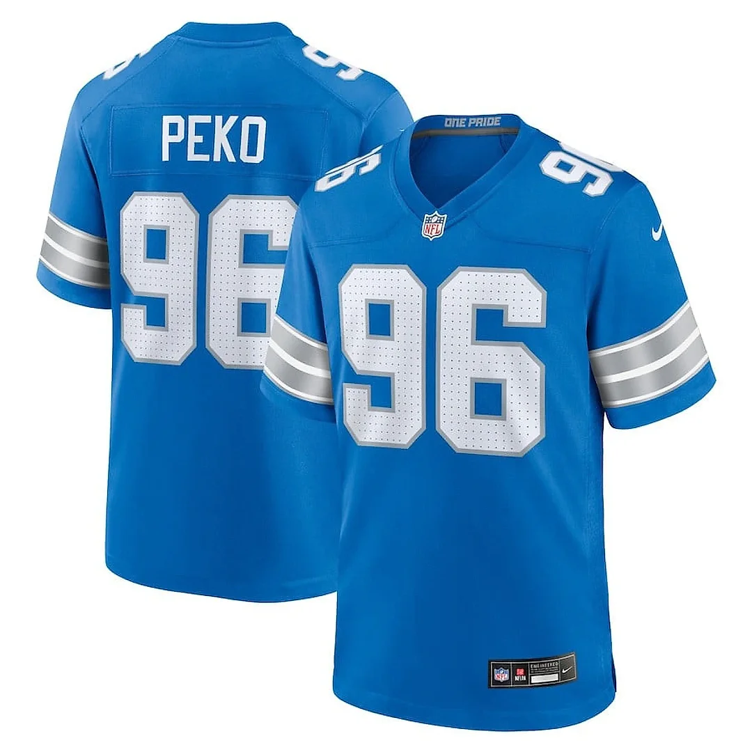 Zennovawear Kyle Peko 96 Detroit Lions Game Men Jersey - Blue