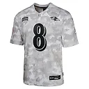 Zennovawear Lamar Jackson 8 Baltimore Ravens 2024 Salute to Service Game YOUTH Jersey - Arctic Camo