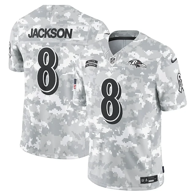 Zennovawear Lamar Jackson 8 Baltimore Ravens 2024 Salute to Service Limited Men Jersey - Arctic Camo