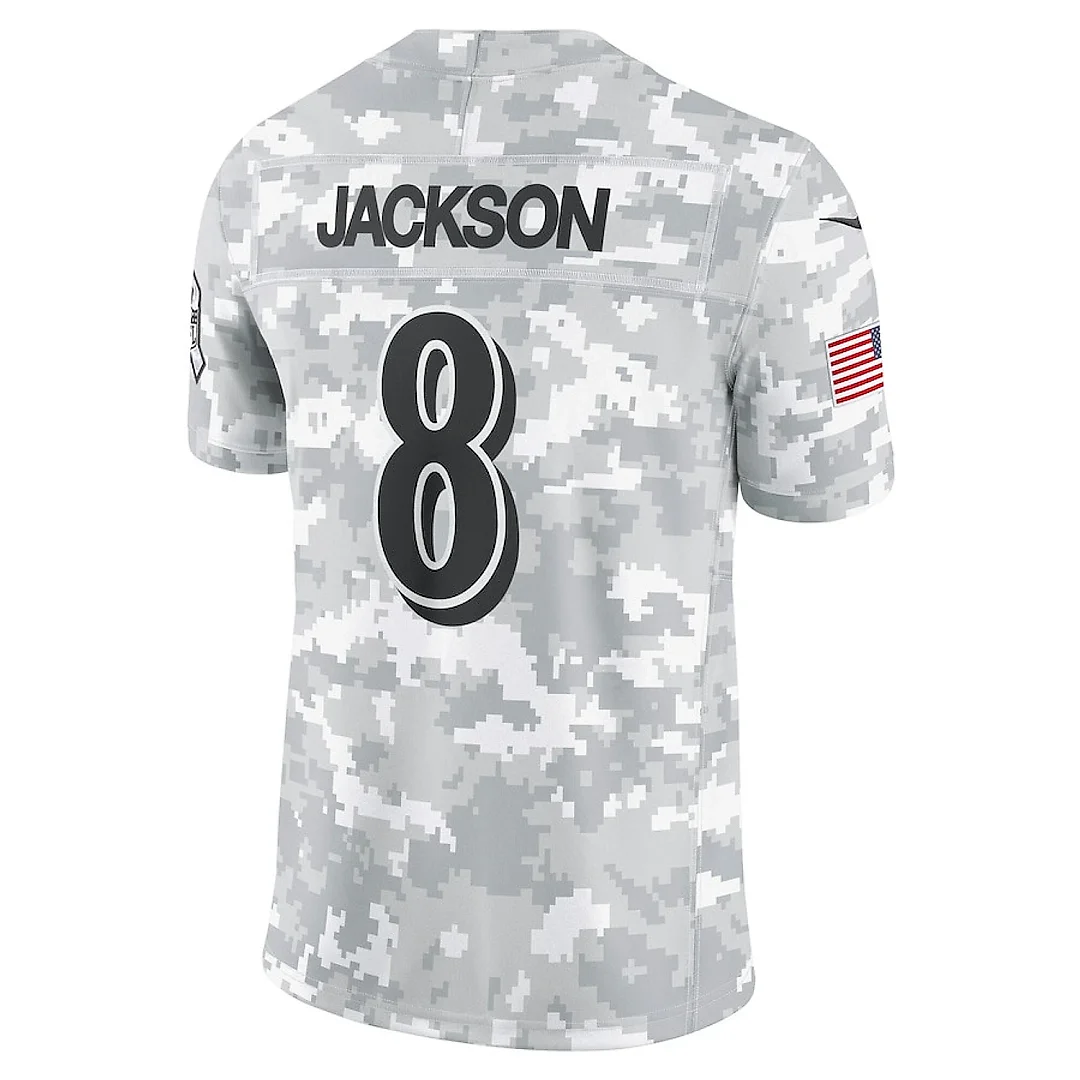 Zennovawear Lamar Jackson 8 Baltimore Ravens 2024 Salute to Service Limited Men Jersey - Arctic Camo