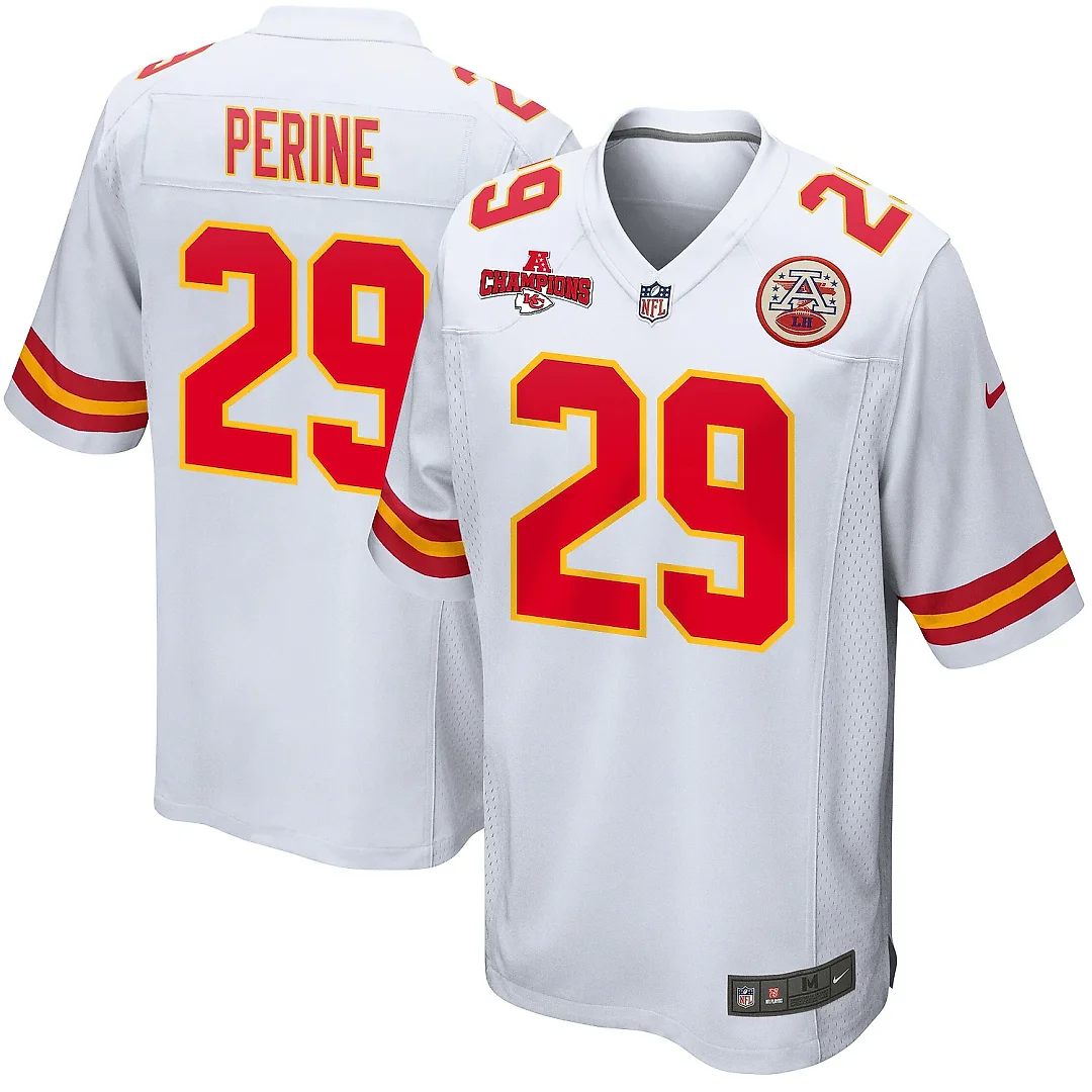 Zennovawear La'Mical Perine 29 Kansas City Chiefs AFC Champions Patch Game Men Jersey - White