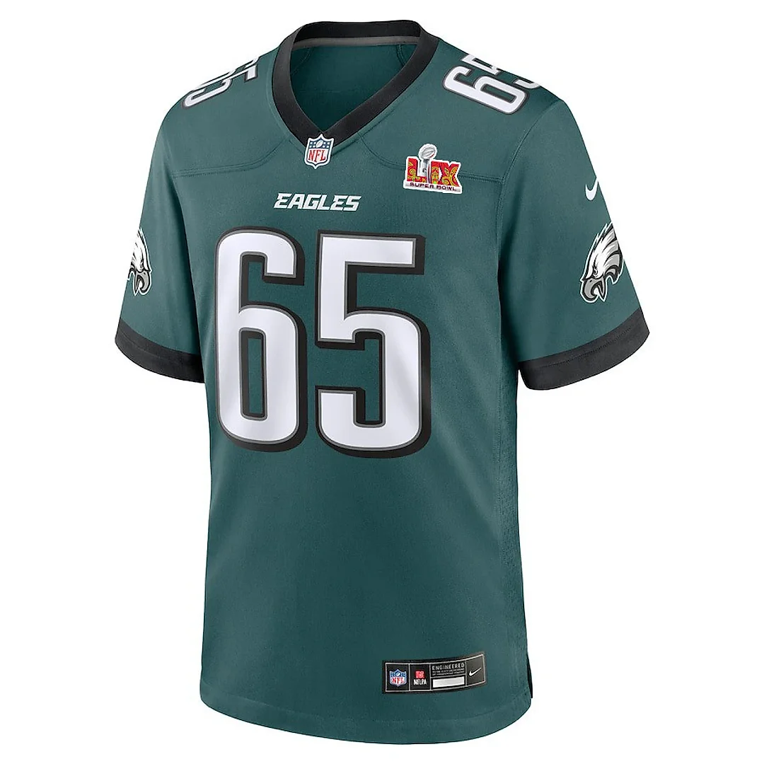 Zennovawear Lane Johnson 65 Philadelphia Eagles Super Bowl LIX YOUTH Jersey - Midnight Green
