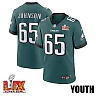 Zennovawear Lane Johnson 65 Philadelphia Eagles Super Bowl LIX YOUTH Jersey - Midnight Green
