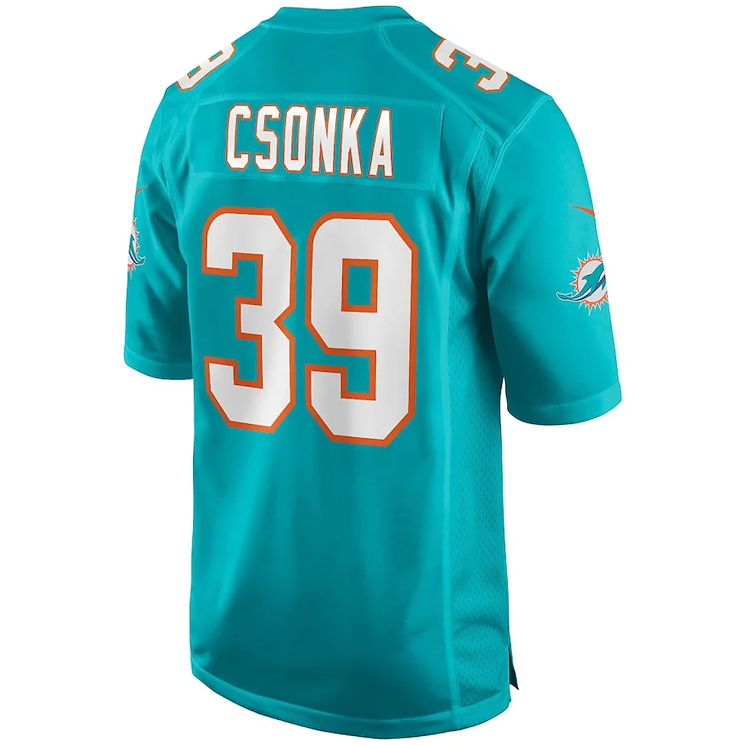 Zennovawear Larry Csonka 39 Miami Dolphins Men Game Retired Jersey - Aqua