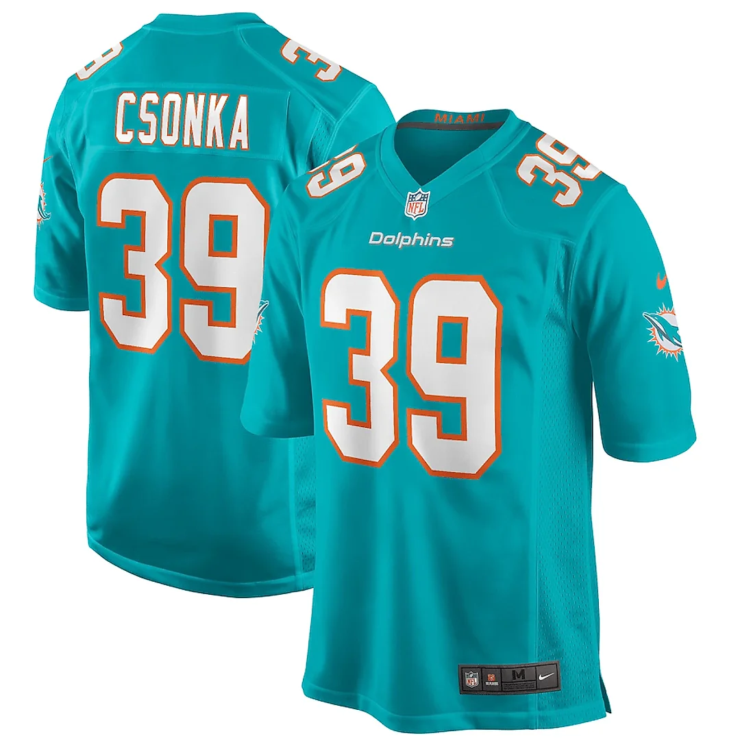 Zennovawear Larry Csonka 39 Miami Dolphins Men Game Retired Jersey - Aqua