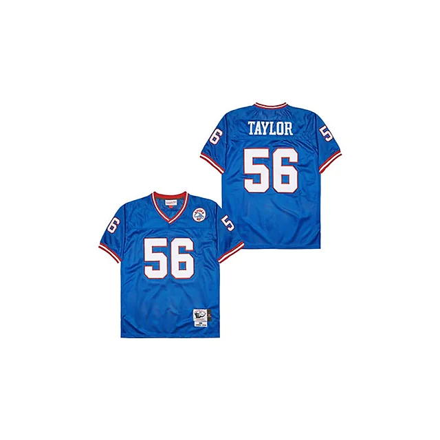 Zennovawear Lawrence Taylor 56 New York Giants Spider Lockhart 43 Patch Throwback Men Jersey - Blue